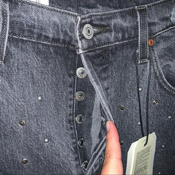 Levi’s 501 BNWT Stud Embellished Black Crop Jeans. - Picture 9 of 12
